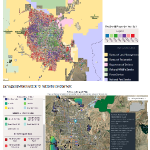 BLM Metros with high developable land potential: Screenshots showing federal land constraint