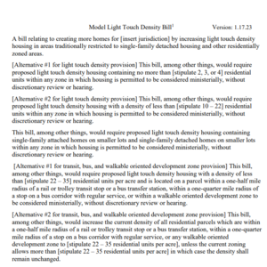Model Light Touch Density Bill